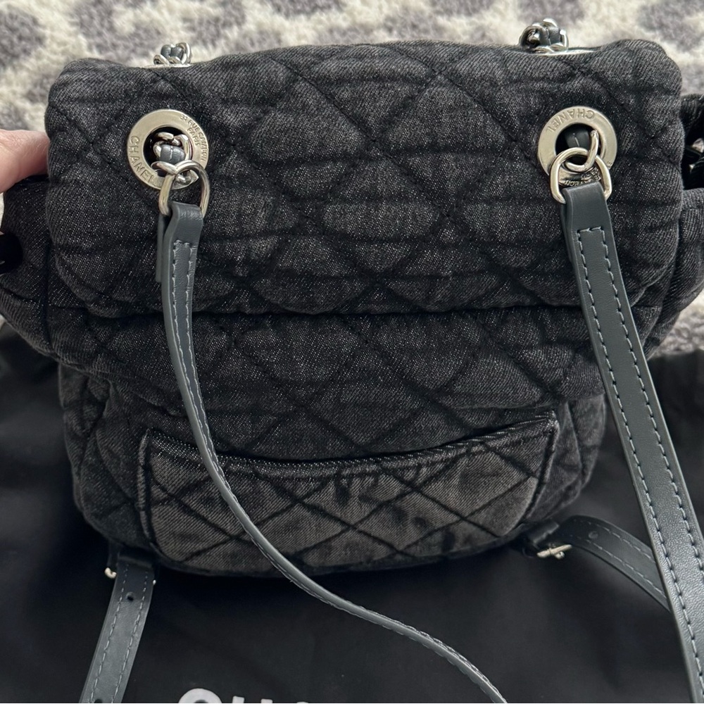 Denim Quilted Backpack